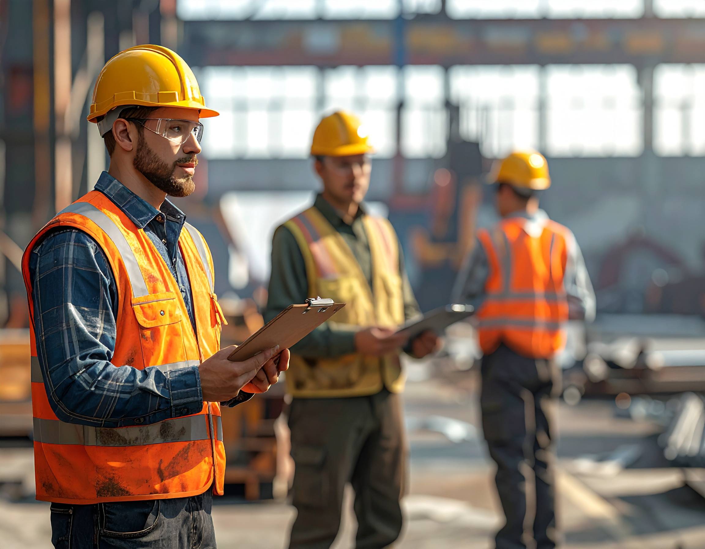 Contremaître discutant checklists sécurité